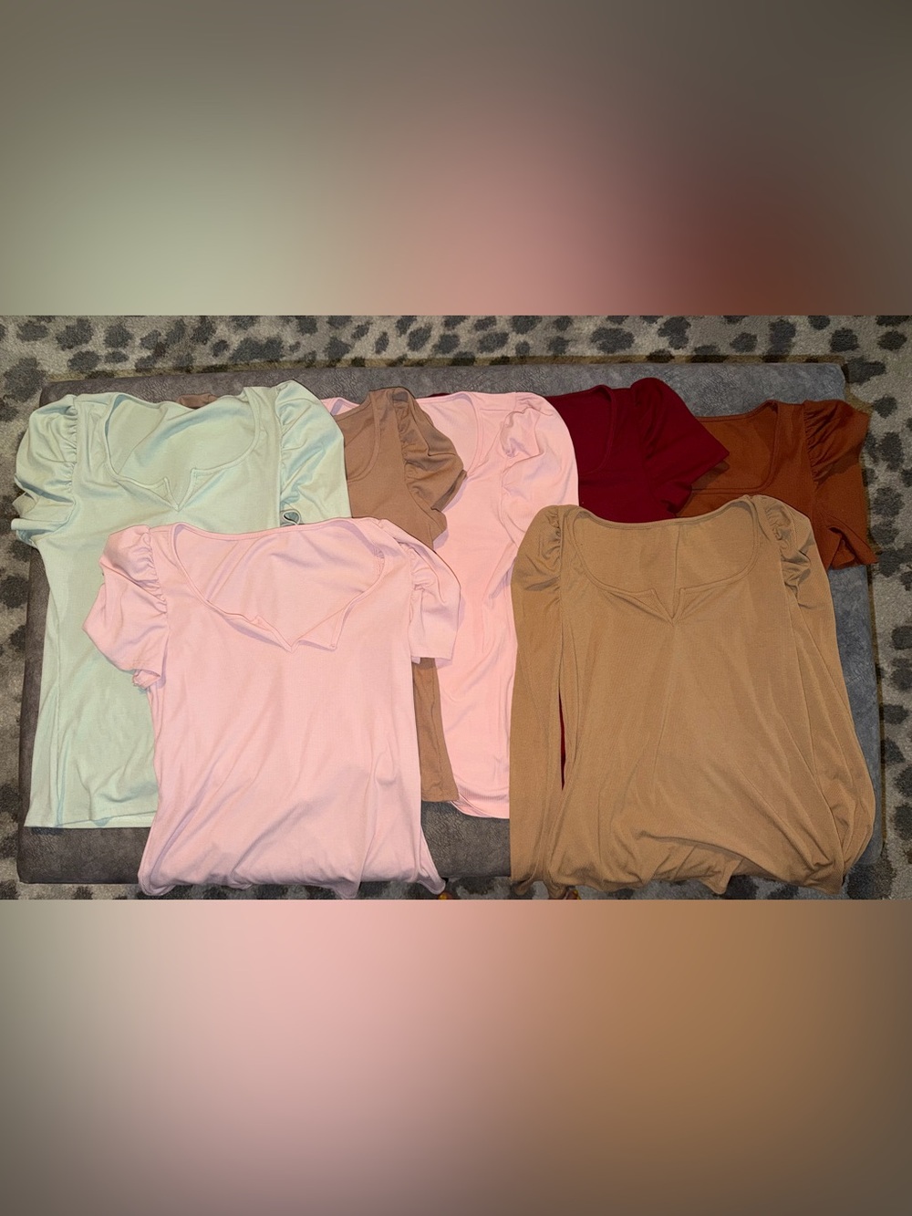 Women’s Puff Sleeve Scoop Neck Top - Pink, Brown, Mint, Burgundy XL